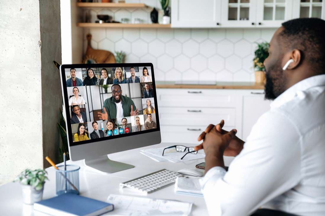 Images to consider: 
    - A person working at a home office setup
    - Healthy snacks and water bottle on a desk
    - Yoga or stretching exercises for home office
